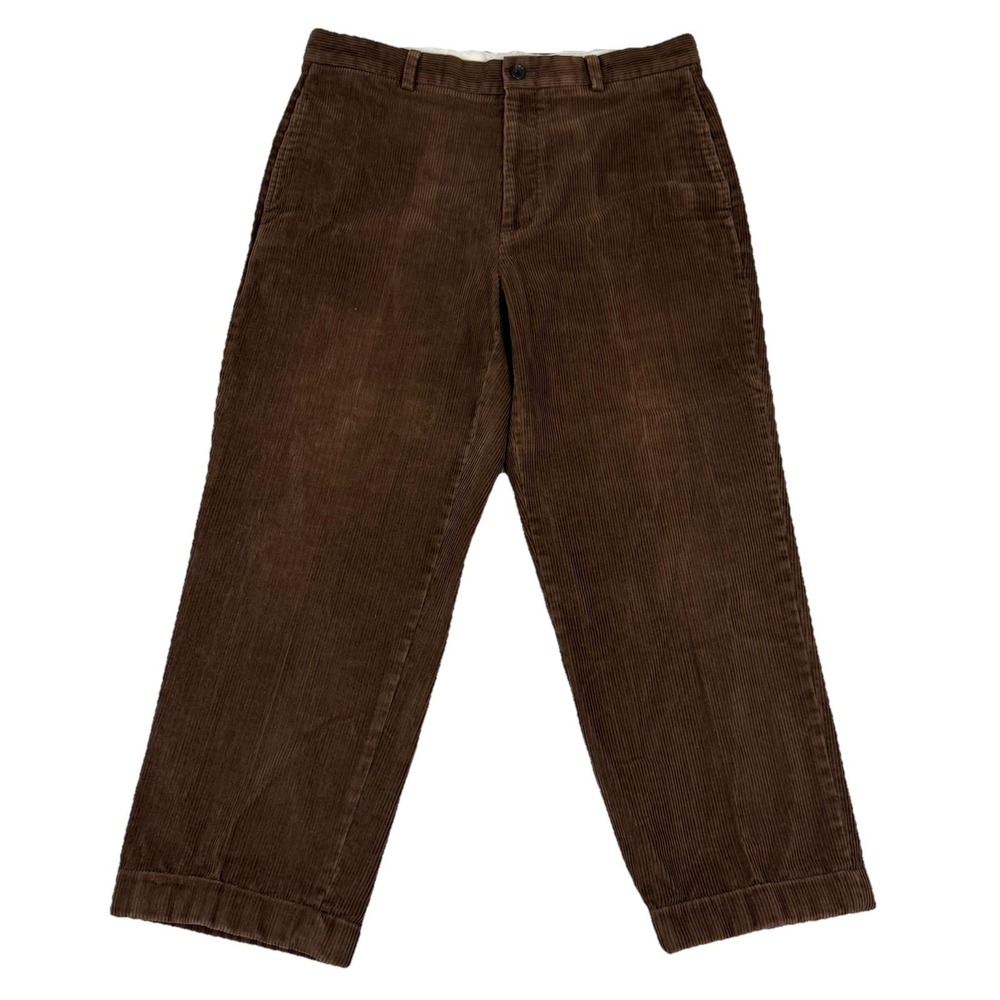 Brooks Brothers 346 Mens Brown Corduroy Pants 36x32 Flat Front Cuffed Cotton